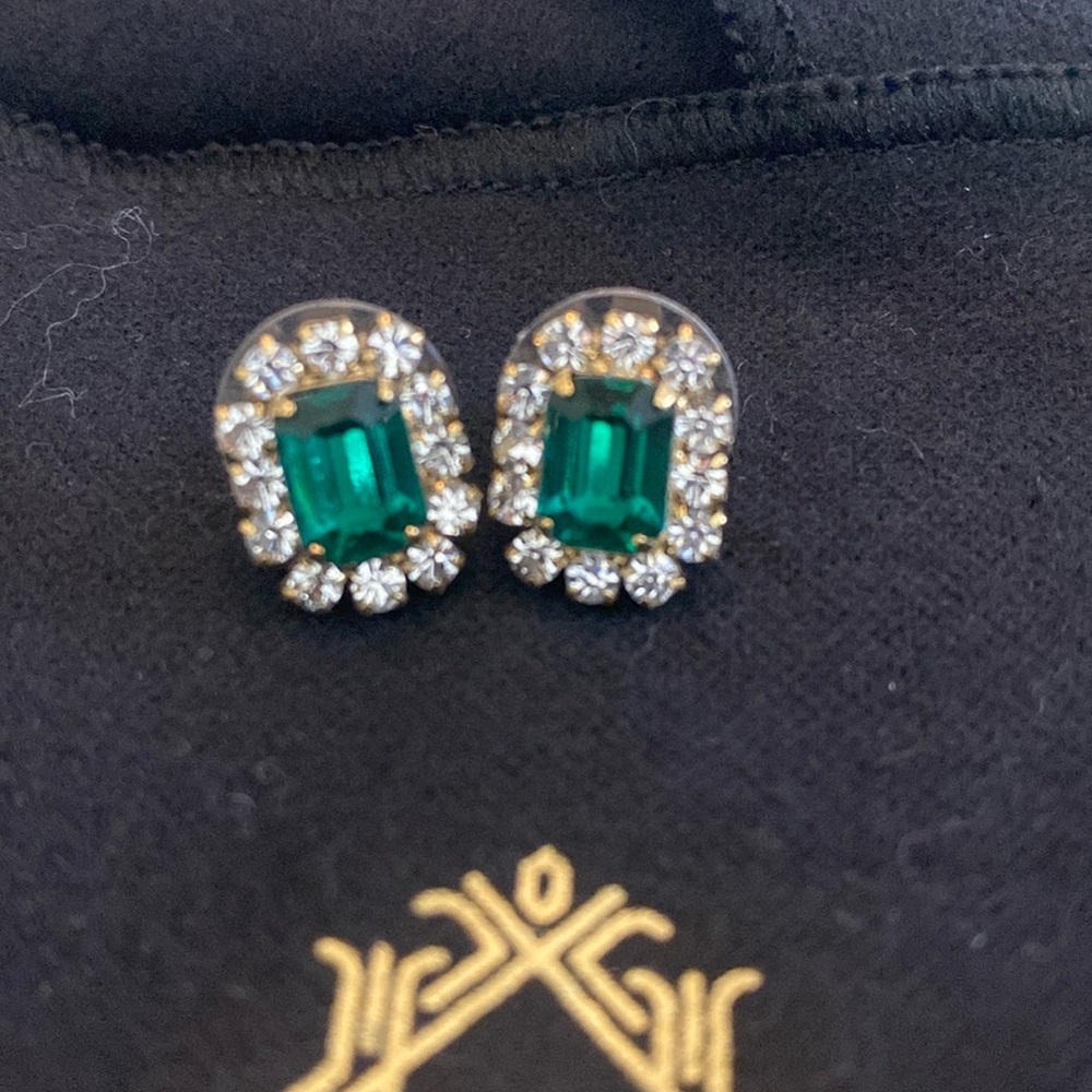 Loren Hope emerald and diamond stud earrings.